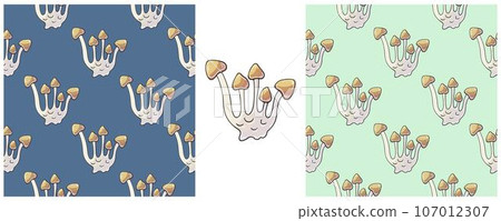 Illustration in hand draw style. Set Seamless pattern and print. Can be used for fabric, packaging, wrapping paper and etc 107012307