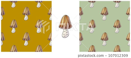 Illustration in hand draw style. Set Seamless pattern and print. Can be used for fabric, packaging, wrapping paper and etc 107012309