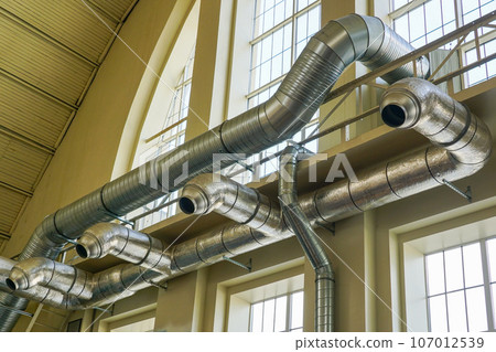 Thermally insulated elements of the ventilation and heating system in a large hangar Thermally insulated elements of the ventilation and heating system in a large hangar 107012539
