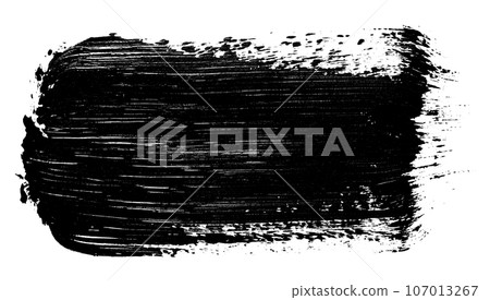Black paint stroke with bristle brush, swatch isolated on white background Black paint stroke with bristle brush, swatch isolated on white background 107013267