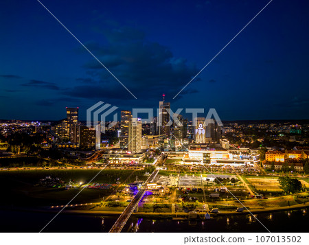 Panorama of the downtown of Vilnius city at night Panorama of the downtown of Vilnius city at night 107013502