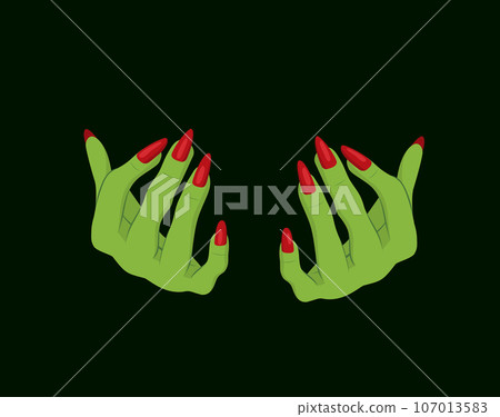 Spooky Bony Green Hands Halloween Witch 107013583