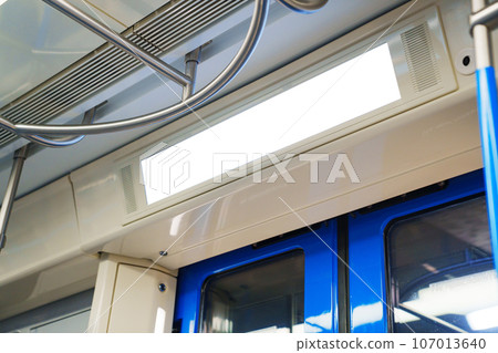 Information screen in the train car. A place for the inscription. Information screen in the train car. A place for the inscription. 107013640