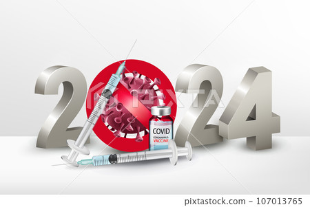 Holiday Christmas Winter Background with a Village Landscape and 2024 numbers. Vector. Holiday Christmas Winter Background with a Village Landscape and 2024 numbers. Vector. 107013765