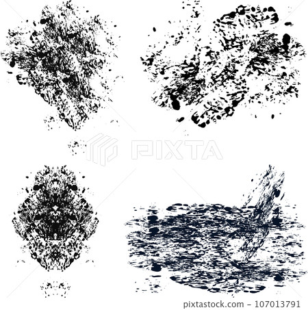 Black paint splashes on a white isolated background 107013791