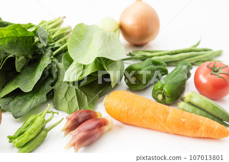 Vegetables collection white background Vegetables collection white background 107013801