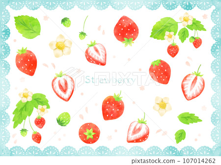 Cute hand drawn strawberry material set 107014262