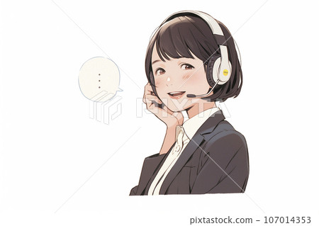 Illustration of a woman working in customer support "AI generated image" 107014353