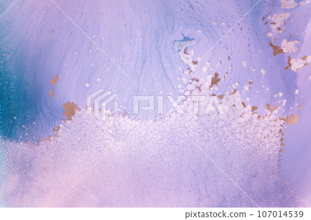 The picture is painted in alcohol ink. Creative abstract artwork made with translucent ink colors. Trendy wallpaper. Abstract painting, can be used as a background for wallpapers, posters, websites. 107014539