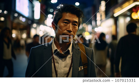 疲憊的中年記者、上班族、商人、公司奴隸、壓力、加班、下班後的疲憊 疲憊的中年記者、上班族、商人、公司奴隸、壓力、加班、下班後的疲憊 107015331