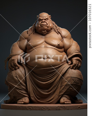 Fat ugly orc giant fairy tale character. AI 107016321