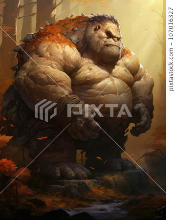 Fat ugly orc giant fairy tale character. AI Fat ugly orc giant fairy tale character. AI 107016327