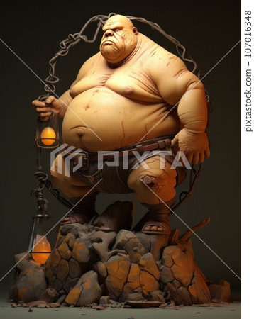 Fat ugly orc giant fairy tale character. AI Fat ugly orc giant fairy tale character. AI 107016348