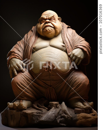 Fat ugly orc giant fairy tale character. AI 107016369