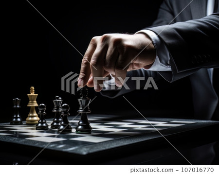 Faceless businessman plays chess. Strategy for success and victory. AI Faceless businessman plays chess. Strategy for success and victory. AI 107016770