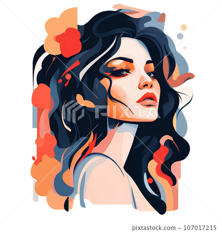 abstract, woman, illustration, art, graphic, background, design, poster, modern, face, style, fashion, girl, portrait, creative, female, colorful, beauty, concept, pattern, vintage, trendy, people, 107017215
