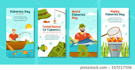 Fisheries Day Social Media Stories Illustration Flat Cartoon Hand Drawn Templates Background Fisheries Day Social Media Stories Illustration Flat Cartoon Hand Drawn Templates Background 107017506