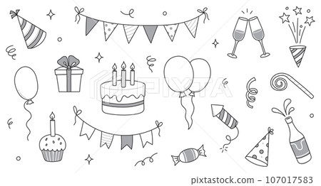 Birthday doodle icon element. Hand drawn sketch... - Stock Illustration ...