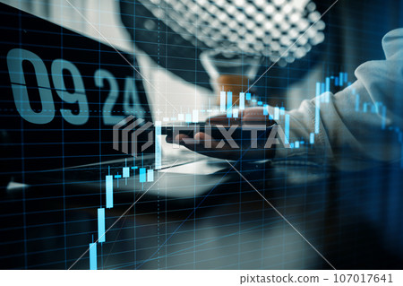 Stock market or forex trading graph work desk background 107017641