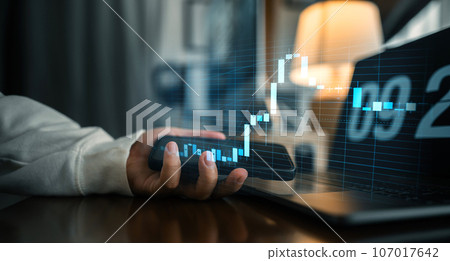 Stock market or forex trading graph work desk background 107017642