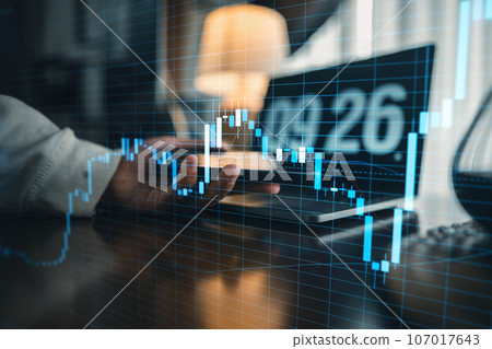 Stock market or forex trading graph work desk background Stock market or forex trading graph work desk background 107017643