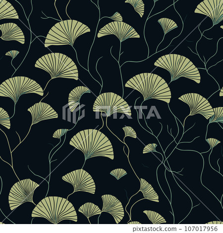 Ginkgo leafs seamless pattern 107017956