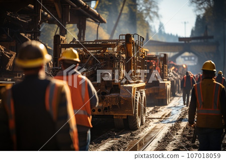 workers working together on the construction site workers working together on the construction site 107018059