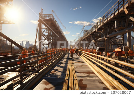 workers working together on the construction site workers working together on the construction site 107018067