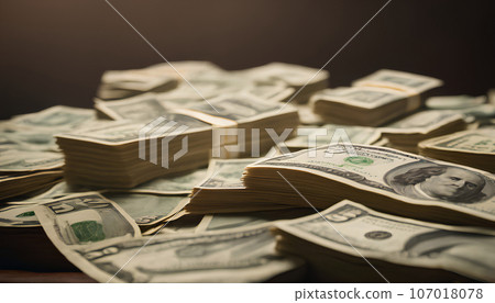 Pile of banknotes AI image generation 107018078