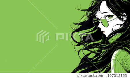 Anime illustration of a woman wearing sunglasses (AI generated image) 107018163