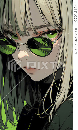 戴著墨鏡的女人的動漫插圖（AI 生成圖像） 107018164