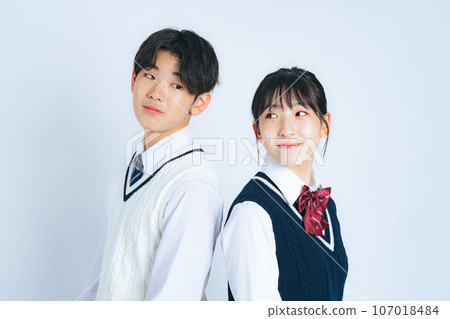 Male and female students in uniform Male and female students in uniform 107018484