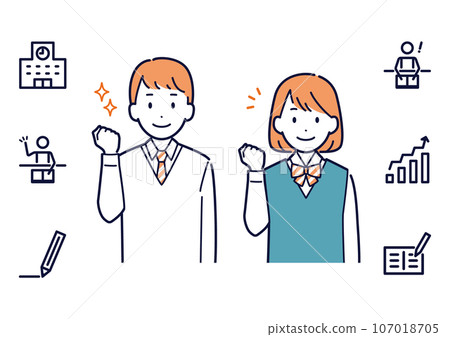 學生生活充實的男女學生_上半身_圖示集 學生生活充實的男女學生_上半身_圖示集 107018705