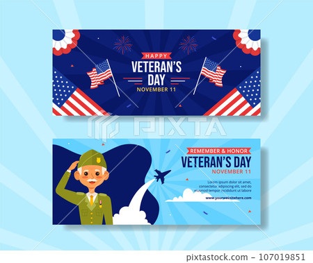 Veterans Day Horizontal Banner Flat Cartoon Hand Drawn Templates Background Illustration Veterans Day Horizontal Banner Flat Cartoon Hand Drawn Templates Background Illustration 107019851
