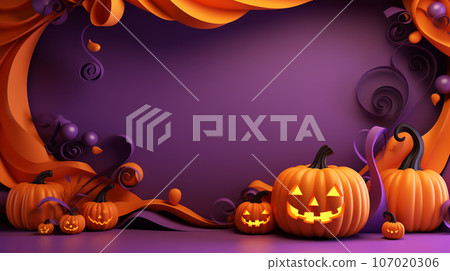 3d halloween background with copyspace. halloween background concept. Generative AI. 3d halloween background with copyspace. halloween background concept. Generative AI. 107020306