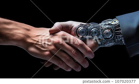 人類與機器人握手“AI生成圖像” 人類與機器人握手“AI生成圖像” 107020377