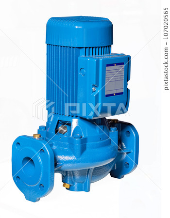 Single stage non self priming centrifugal circulation pump, isolated on white background. 107020565