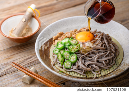 Noodles Sticky soba Okra standard Okra natto soba Soft and delicious Okra (standard summer vegetable) Noodles Sticky soba Okra standard Okra natto soba Soft and delicious Okra (standard summer vegetable) 107021106