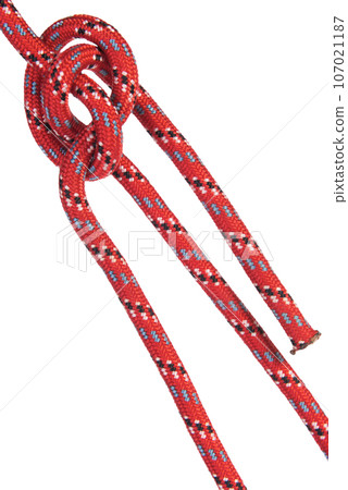 a red climbing rope knotted 107021187