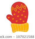 Flat Winter Mittens Element. Christmas Event. Vector Illustration 107021588