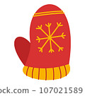 Flat Winter Mittens Element. Christmas Event. Vector Illustration 107021589