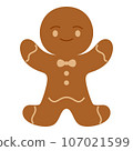 Flat Gingerbread Man Character. Christmas Event. Vector Illustration 107021599