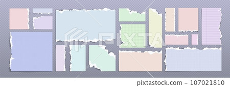 Strips and pieces of torn colored paper 107021810