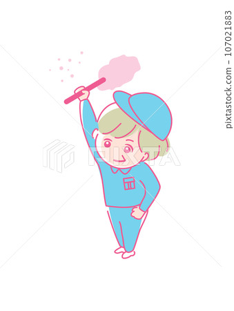 Illustration material: Spring cleaning icon_Cleaning work_Senior woman Illustration material: Spring cleaning icon_Cleaning work_Senior woman 107021883