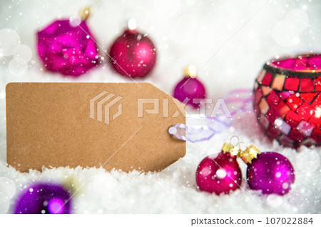 Label With Free Text, Christmas And Winter Background With Snow Label With Free Text, Christmas And Winter Background With Snow 107022884