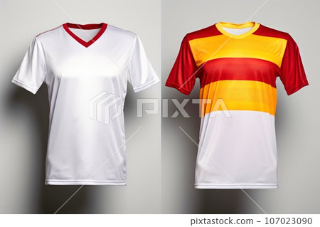 Mockup sports football team uniforms multicolors shirt, Generative AI illustration 107023090