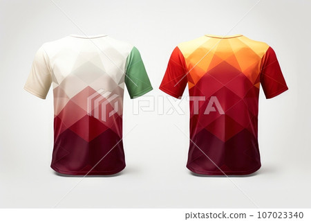 Mockup sports football team uniforms multicolors shirt, Generative AI illustration 107023340