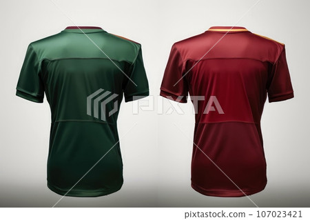 Mockup sports football team uniforms multicolors shirt, Generative AI illustration 107023421