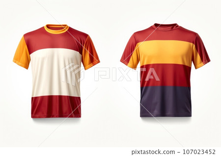 Mockup sports football team uniforms multicolors shirt, Generative AI illustration 107023452
