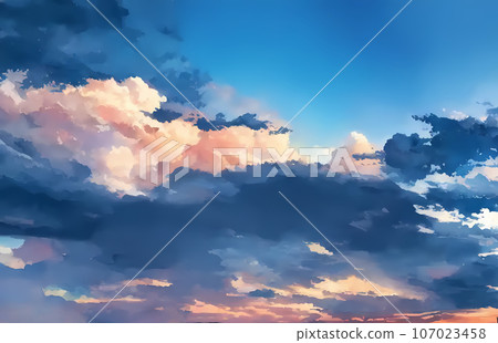 Madder sky and clouds illustration background material Madder sky and clouds illustration background material 107023458